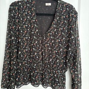 Little Moon black floral blouse